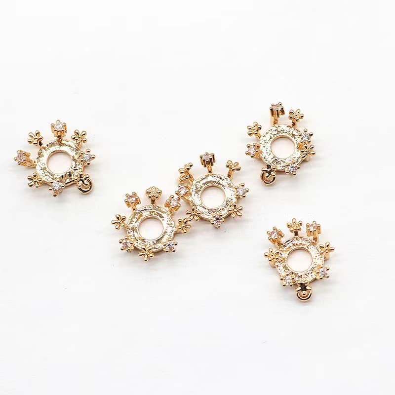 Classic copper jewelry six-pointed star inlaid stone jewelry accessories DIY stud earrings necklace finished semi-finished products factory direct flower